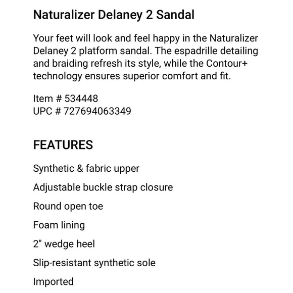 NIB Naturalizer Delaney 2 9M Woven Ankle Strap Comfort Platform Sandal Natural - Picture 9 of 12